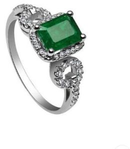 18K Emerald Ring Octagon 1.26 Cts