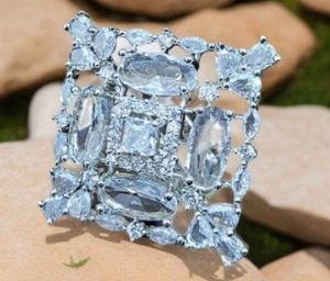 Square Design American Diamond Silver Color Women Ring