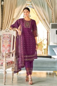 Women Wine Cotton Chikankari Kurta Set