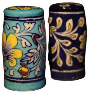 Blue Pottery Ceramic Salt And Pepper Shakers
