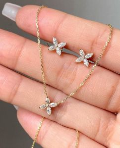 Lab-Grown Diamond Marquise Cut Diamond Butterfly Necklace &AMP;AMP; Earrings Set