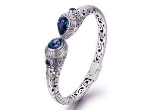Tenzanite Gemstone And Sterling Silver Made Beautiful Bangle For Unique Women