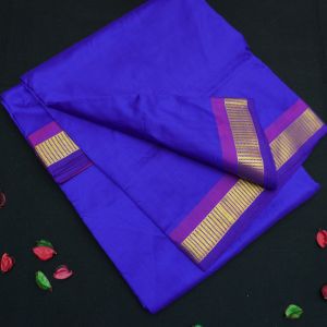 10-Yard Kanchipuram Silk Saree in Blue Color - Madisar