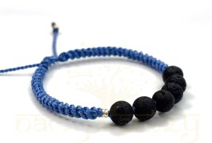 Handmade, Natural &AMP;AMP; Beautiful 8mm Volcano Lava Gemstone Hand-Knotted Macrame Healing Bracelet