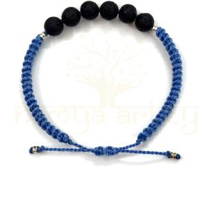 Handmade, Natural &AMP;AMP; Beautiful 8mm Volcano Lava Gemstone Hand-Knotted Macrame Healing Bracelet