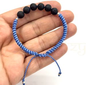 Handmade, Natural &AMP;AMP; Beautiful 8mm Volcano Lava Gemstone Hand-Knotted Macrame Healing Bracelet