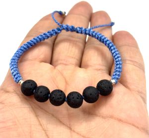 Handmade, Natural &AMP;AMP; Beautiful 8mm Volcano Lava Gemstone Hand-Knotted Macrame Healing Bracelet