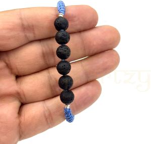 Handmade, Natural &AMP;AMP; Beautiful 8mm Volcano Lava Gemstone Hand-Knotted Macrame Healing Bracelet