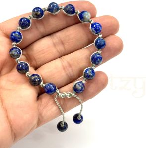 Handmade, Natural &AMP; Beautiful 8mm Lapis Lazuli Gemstone Hand-Knotted Macrame Protection Bracelet