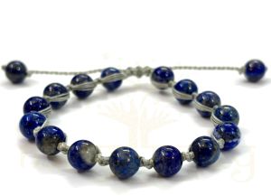 Handmade, Natural & Beautiful 8mm Lapis Lazuli Gemstone Hand-Knotted Macrame Protection Bracelet