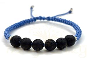 Handmade, Natural &AMP; Beautiful 8mm Volcano Lava Gemstone Hand-Knotted Macrame Healing Bracelet