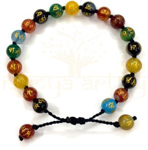 Handmade, Natural &AMP;AMP; Beautiful 8mm Om Mani Padme Hum or Onyx Hand-Knotted Protection Bracelet
