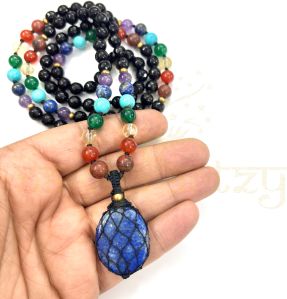 Mix of Black Onyx, Lapis & 7 Chakra Gemstones 108 Beads Mala/necklace