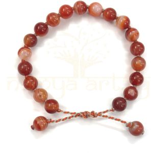 Handmade, Natural &AMP;AMP; Beautiful 8mm Red Agate or Suleimani Gemstone Hand-Knotted Protection Bracelet
