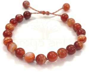 Handmade, Natural &AMP;AMP; Beautiful 8mm Red Agate or Suleimani Gemstone Hand-Knotted Protection Bracelet