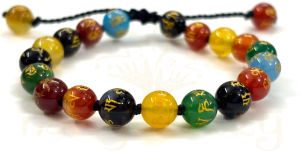 Handmade, Natural &AMP;AMP; Beautiful 8mm Om Mani Padme Hum or Onyx Hand-Knotted Protection Bracelet