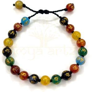 Handmade, Natural &AMP;AMP; Beautiful 8mm Om Mani Padme Hum or Onyx Hand-Knotted Protection Bracelet