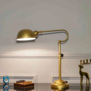 Antique Brass Finish Metal Study Table Lamp