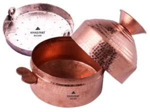 Pure Copper Modak Patra / Steamer with Kalhai on Steaming Plate - KB212