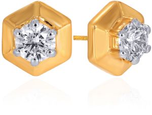 18K Yellow Gold Men Diamond Earrings-DTG