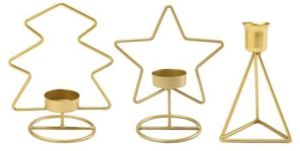 Gold Color Table Top Wrought Iron Candle Holder