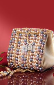 White Pearls Embroidery Designer Handbag