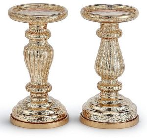 MERCURY GLASS PILLAR CANDLE HOLDER