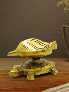 Brass Diya In Leaf and Turtle Shaped
