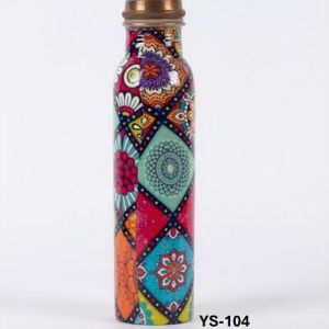 Meena Print Copper Water Bottle