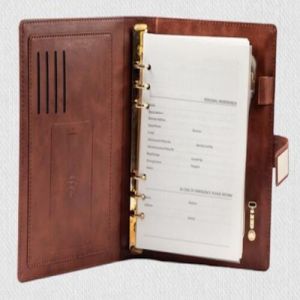 Brown PU Leather Organizer With Power Bank