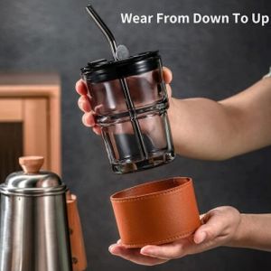 350 Ml Glass Mug with Straw