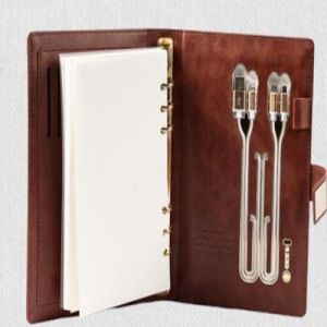 Brown PU Leather Organizer With Power Bank