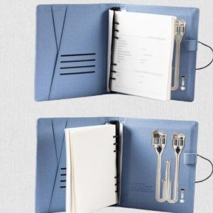 Sky Blue PU Leather Organizer With Wireless Charging