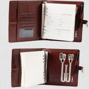 Dark Brown PU Leather Organizer With Power Bank