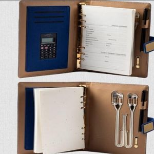 Blue PU Leather Organizer With Power Bank