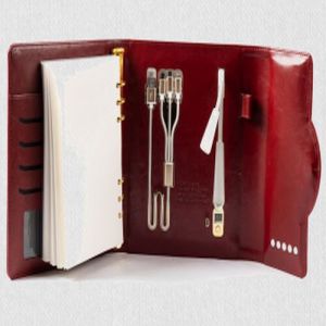 Red PU Leather Organizer With Digital Clock