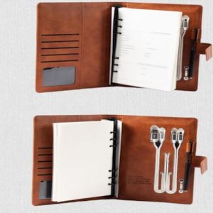 Orange PU Leather Organizer With Power Bank