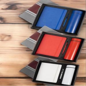 3 in 1 Corporate Gift Set with Temperature Flask Notebook and Metal Pen