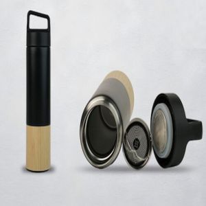 600 Ml Half Bamboo Stainless Steel Insulated Flask