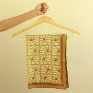 Green & White Long Cotton Scarf