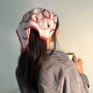 Pink & Red Circle Square Cotton Scarf