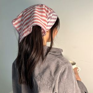 Purple & Red Stripe Square Cotton Scarf