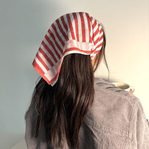Red & Pink Stripe Square Cotton Scarf