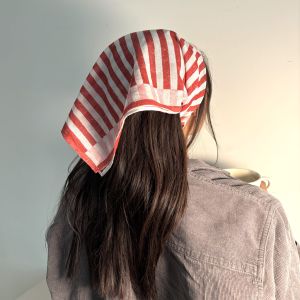 Pink &AMP; Red Stripe Square Cotton Scarf
