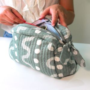 Grey Wavy Quilted Pouch