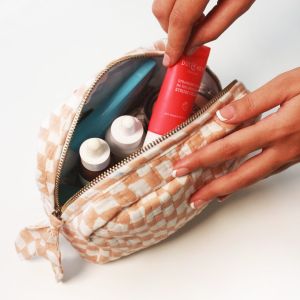 Peach & White Quilted Pouch