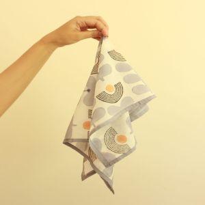 Blue & White Square Cotton Scarf