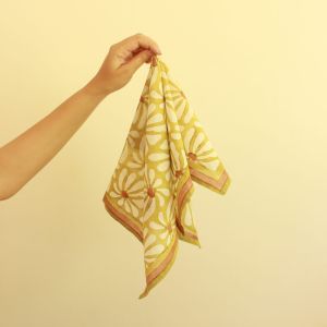 Green & White Square Cotton Scarf