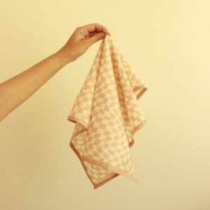 Peach & White Square Cotton Scarf