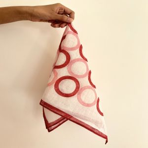 Pink & Red Circle Square Cotton Scarf